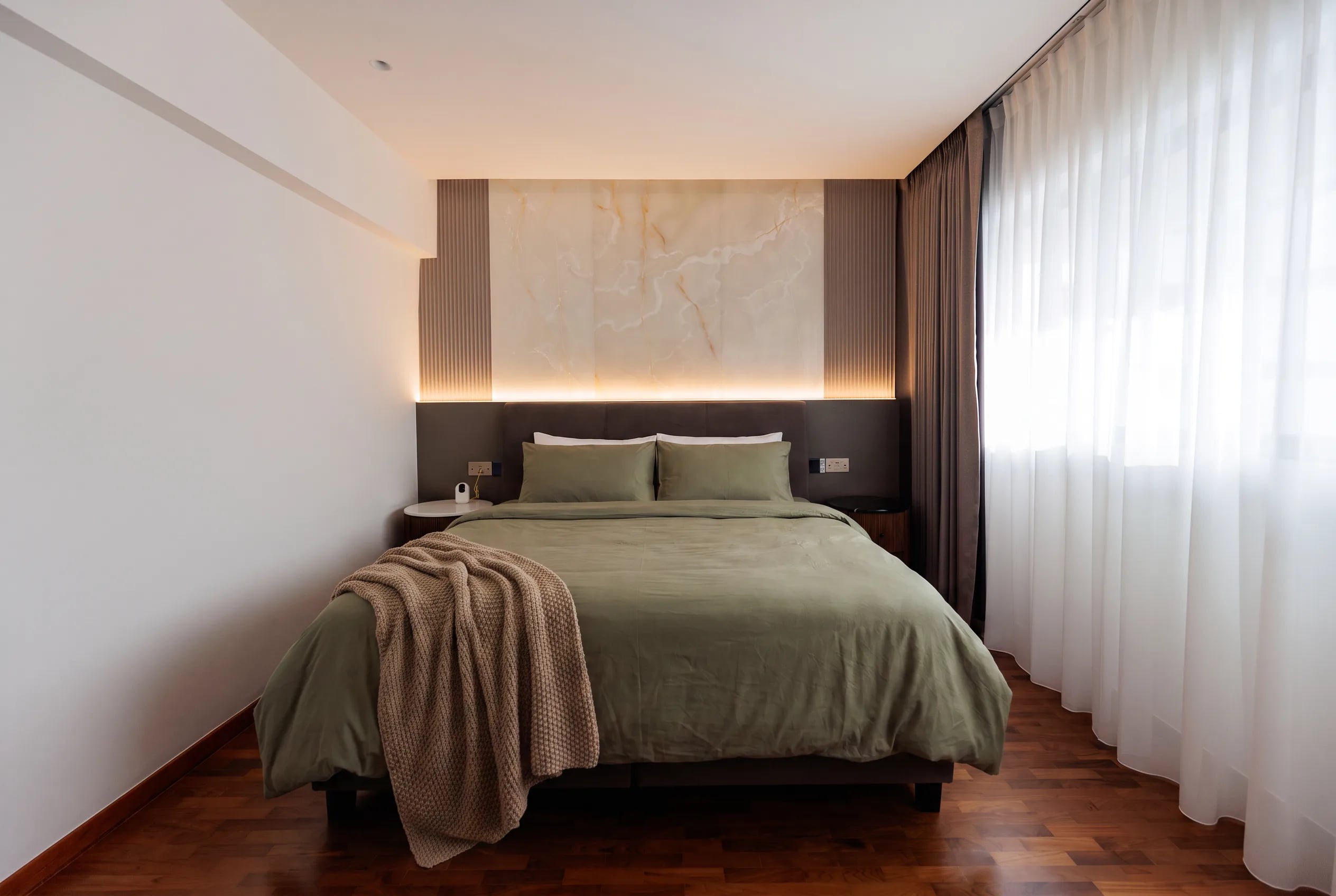 Master bedroom feature wall