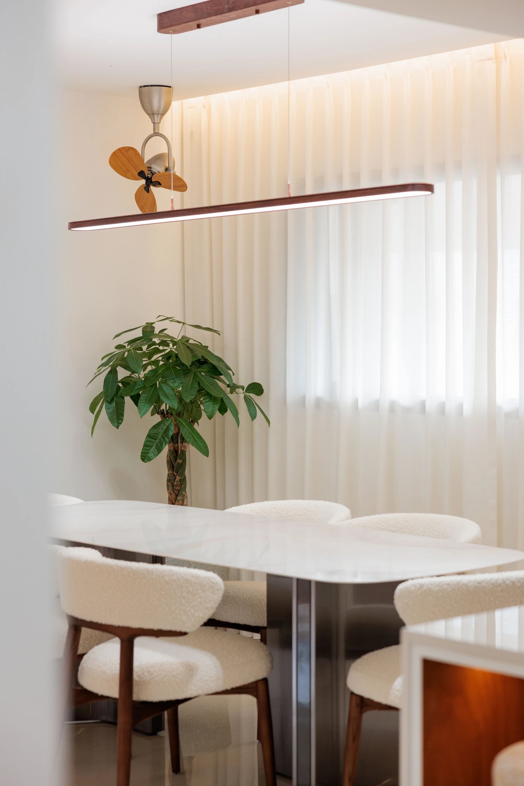 Dining table and fan