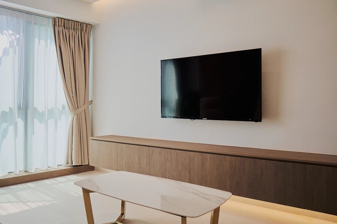 Floating shelf with TV
